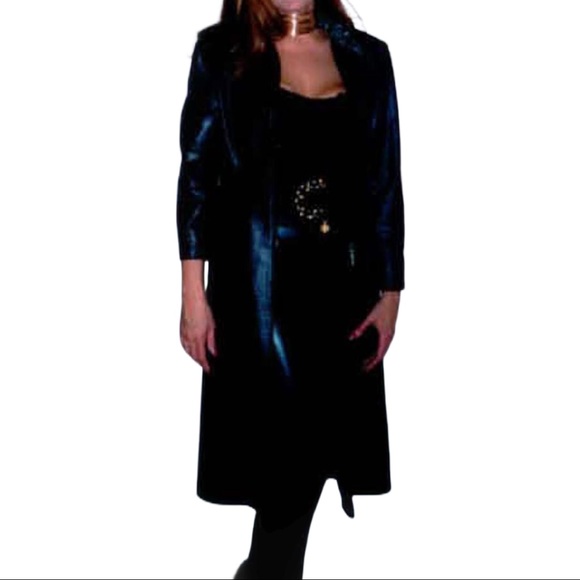 Farouche Faux Leather Longline Jacket & Pant Set - Picture 3 of 10